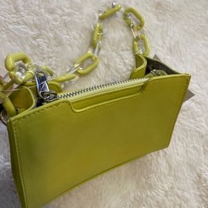 Neon Yellow/Lime Leather Purse Bag